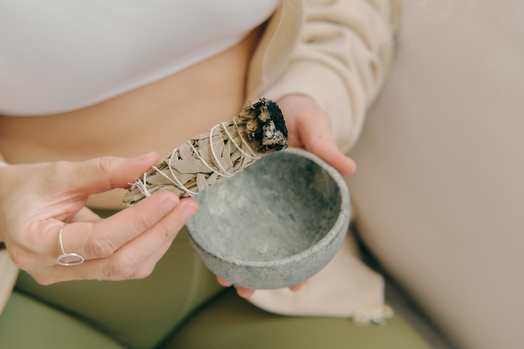 Mindfulness Practices Burning Sage