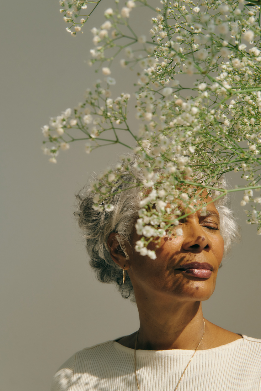 Mindfulness Practices Woman with Flowers